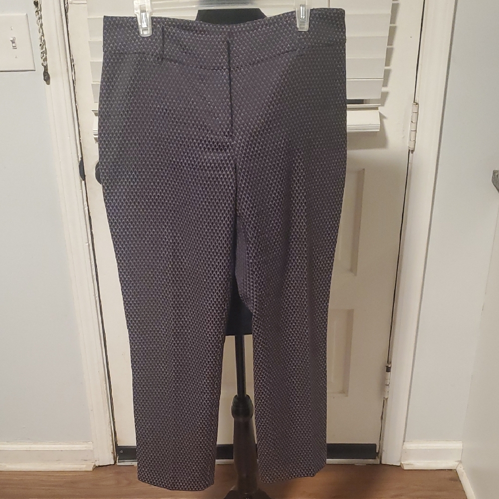 Ann Taylor Factory Navy and Pink Textured Curvy Pants